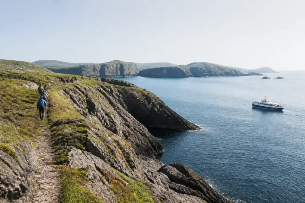 Exact East Coast Trail headland or licensed vessel in Witless Bay waters
