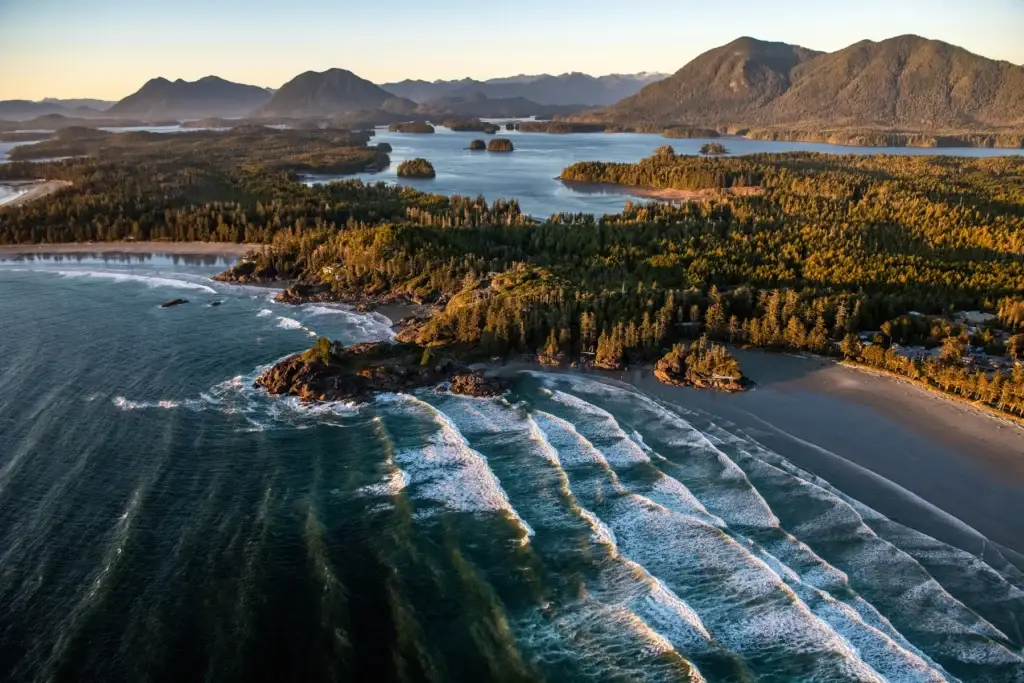 Exact exposed Tofino beach or protected Clayoquot Sound inlet