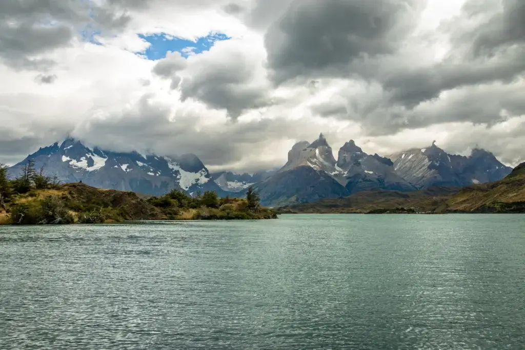 Documented Torres del Paine National Park panorama with recognizable massif and lake or steppe context