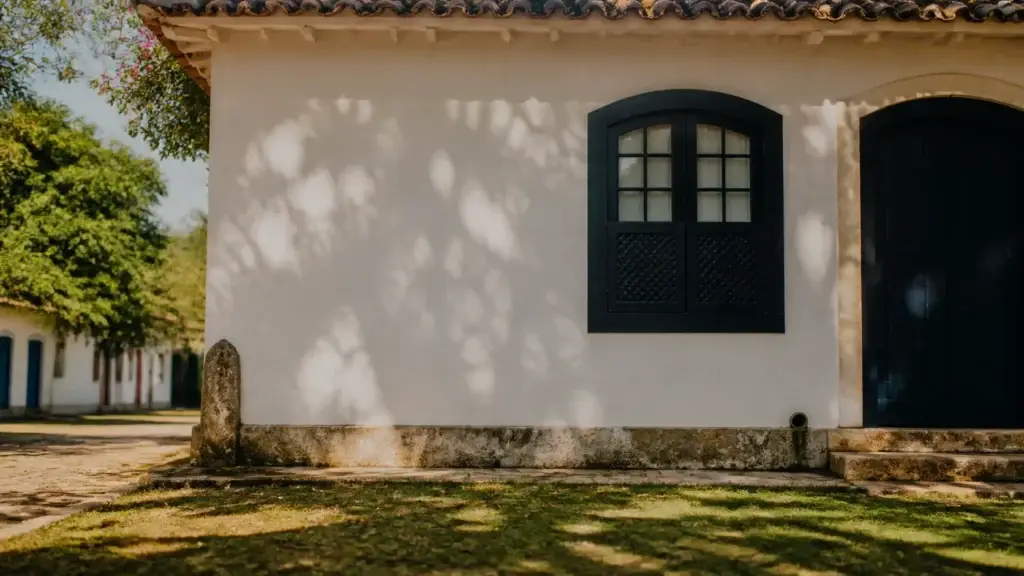 AI-generated editorial visualization of Quadrado, Trancoso.