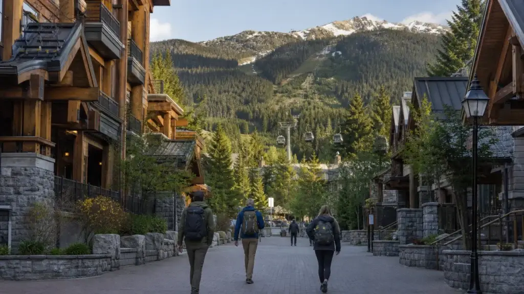 Whistler Village, Upper Village or Creekside with visible mountain or gondola context