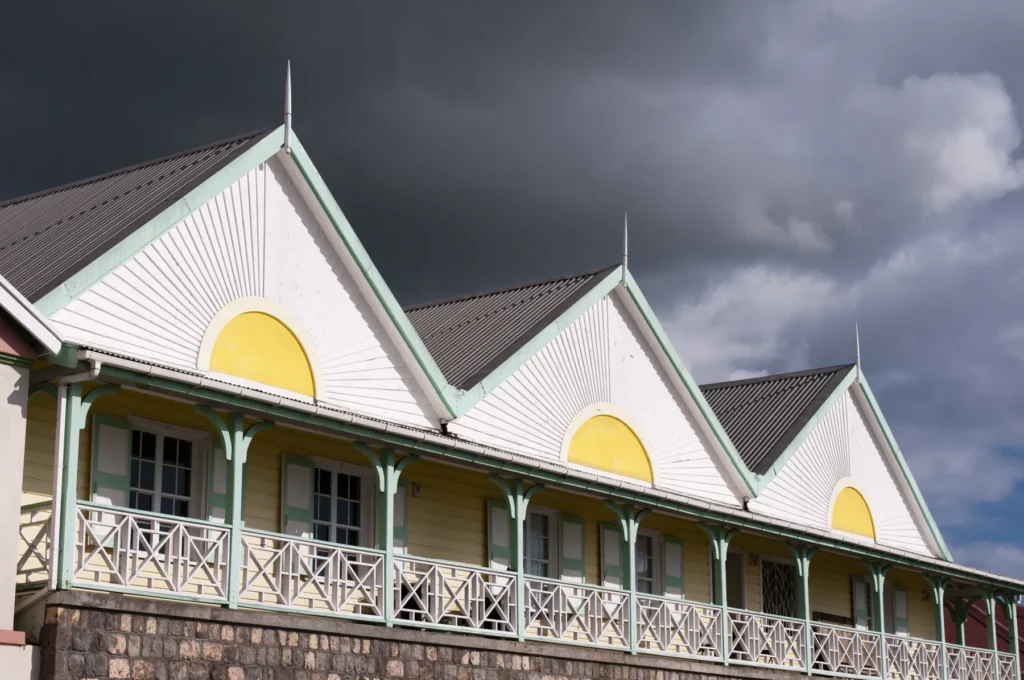 Colorful Architecture Against Dramatic Sky