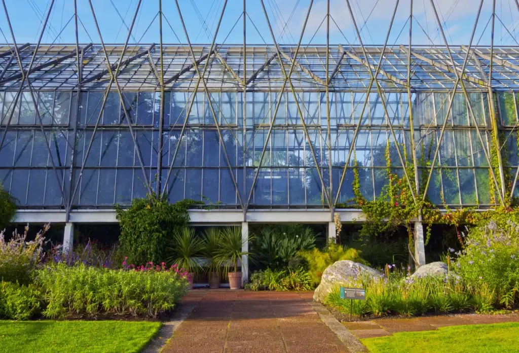 Glasshouse exterior at the Royal Botanic Garden Edinburgh.