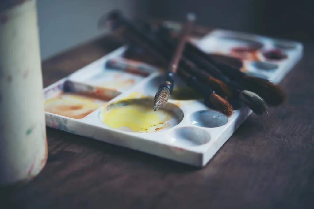 Illustrative painting materials, not a work or interior at the National Gallery of Ireland.