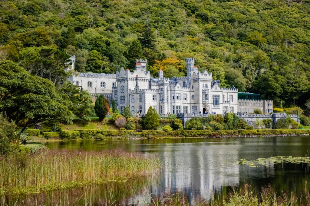 Kylemore Abbey reflected in the lake, Ireland.