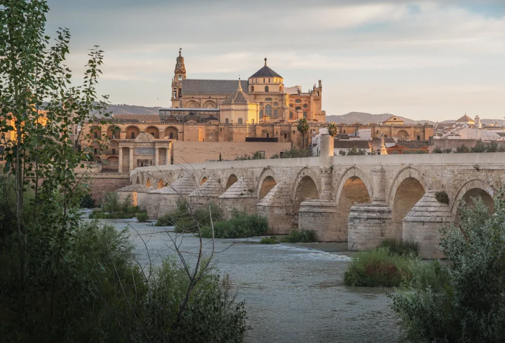 Córdoba skyline with the Roman Bridge and Mosque-Cathedral.