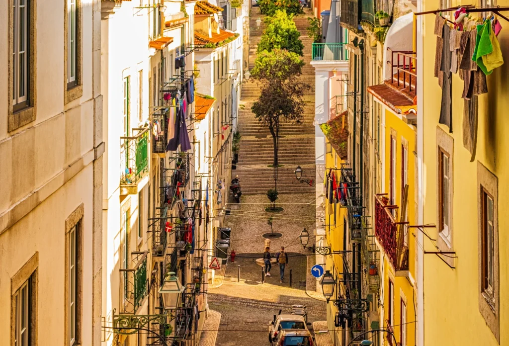 A stepped residential street in Lisbon.