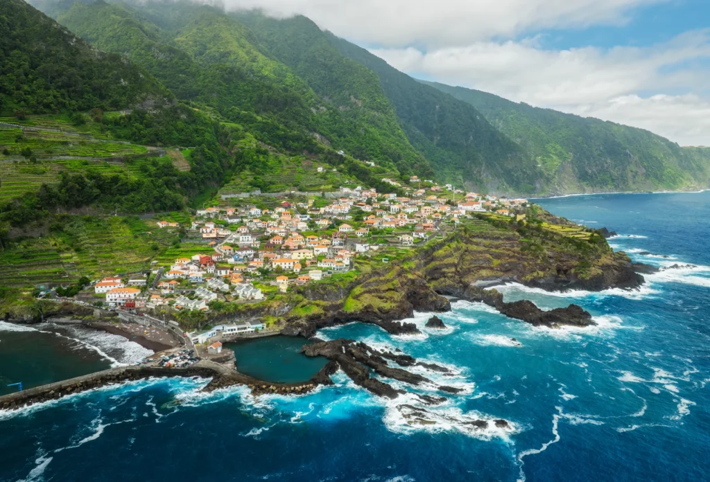 Seixal village on the coast of Madeira.