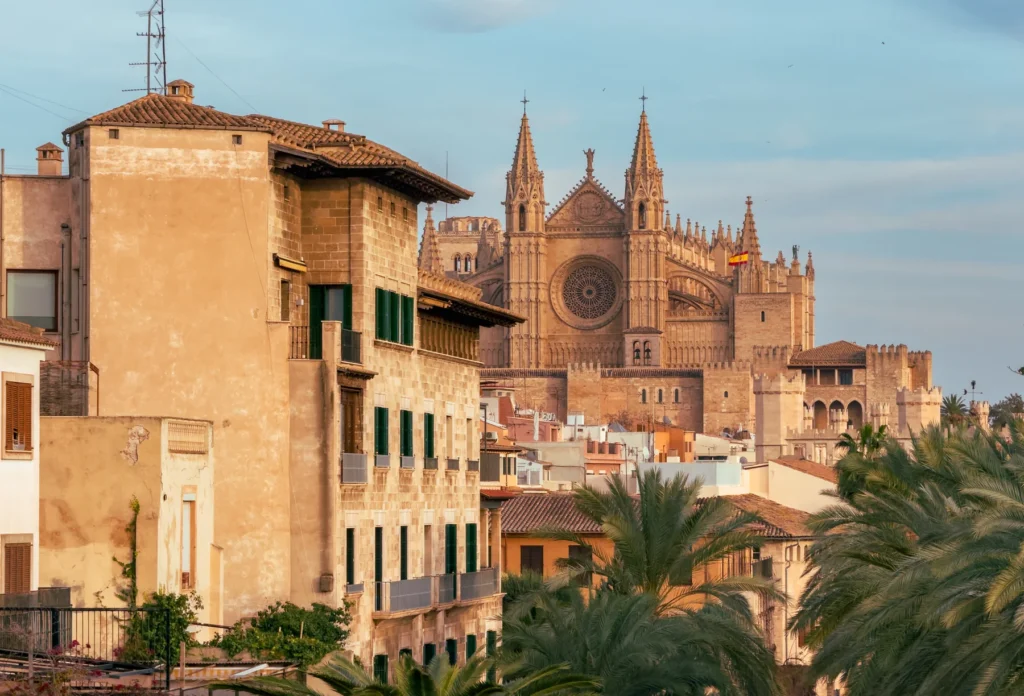 Palma Cathedral and cityscape, Mallorca; city context rather than an identified street.