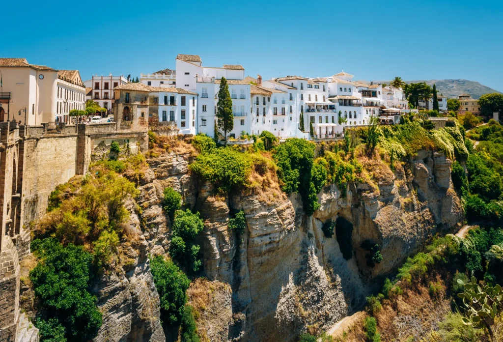 Traditional houses above the Tajo gorge in Ronda.