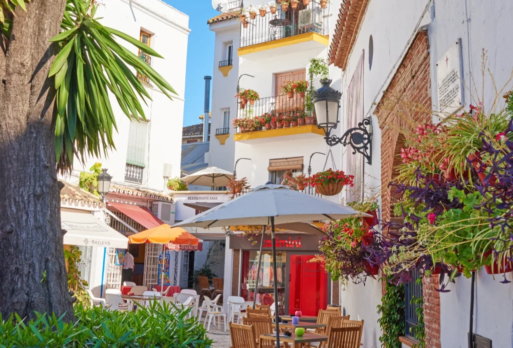 A streetscape in Marbella, Andalusia.