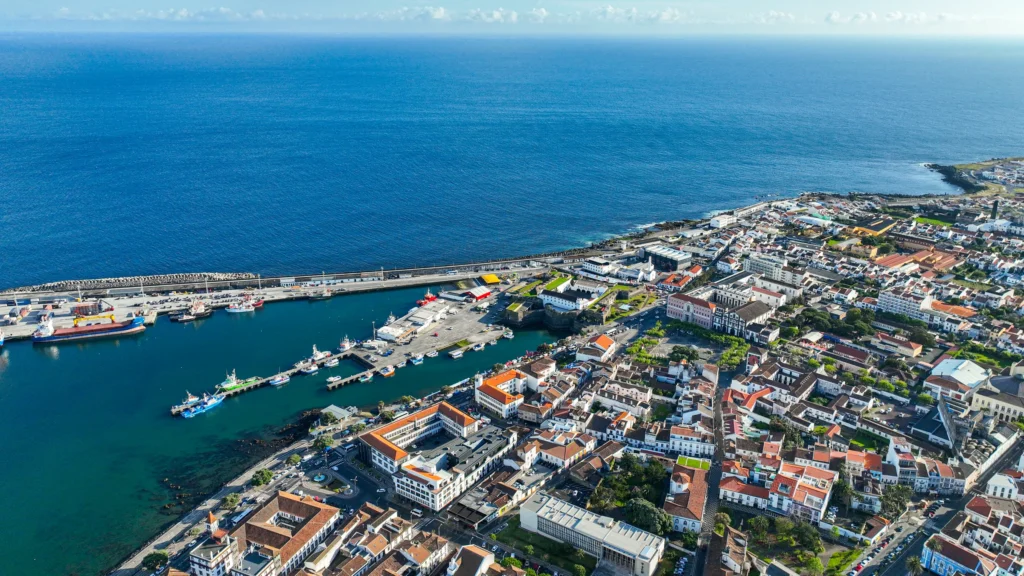 Cruise port and coastline in Ponta Delgada, São Miguel.