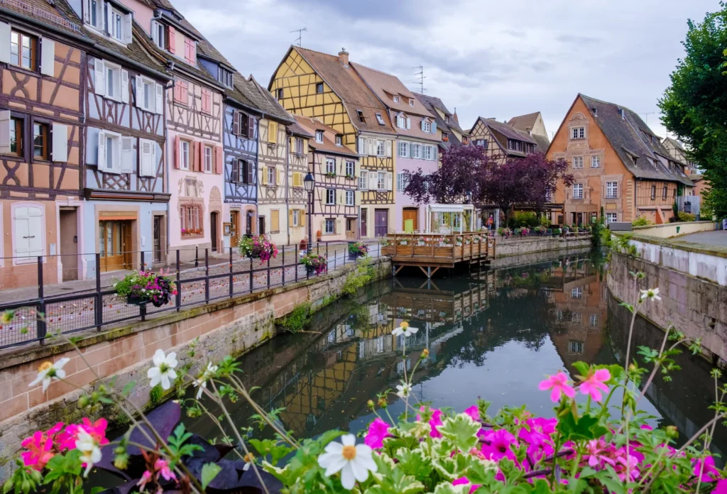 Colmar’s Little Venice quarter, with a canal and traditional half-timbered houses.