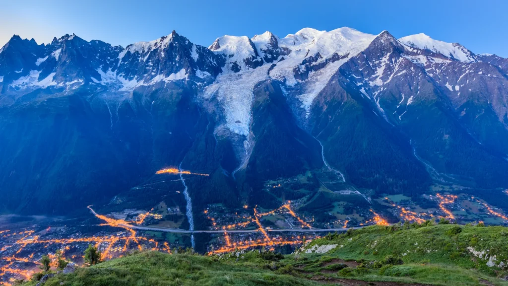 The Chamonix valley in the morning.