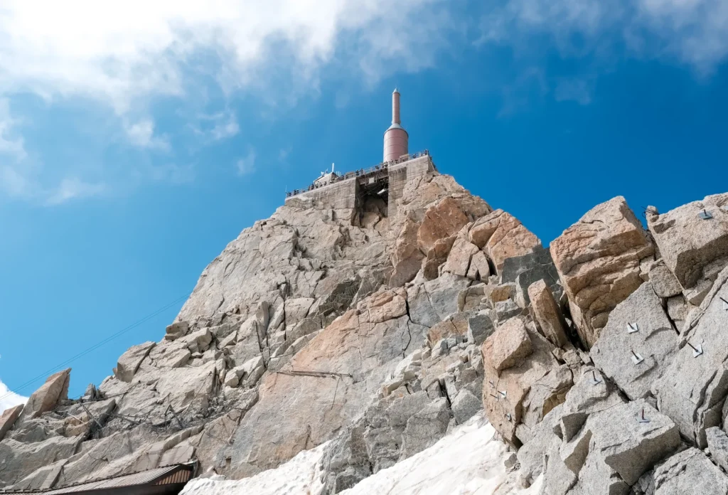 An outside viewpoint at Aiguille du Midi, Chamonix.