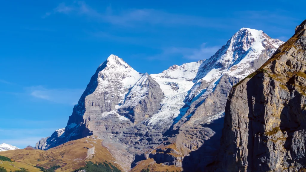 Eiger, Mönch and Jungfrau seen from Mürren.