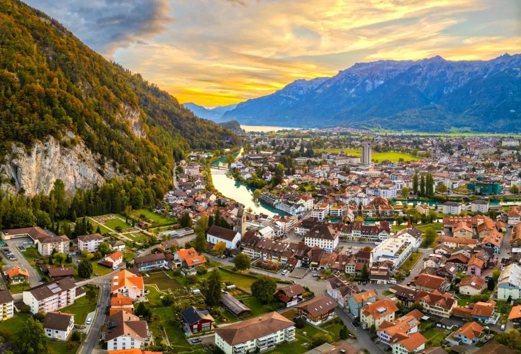 Interlaken overlooking the Aare, illustrating a regional base.