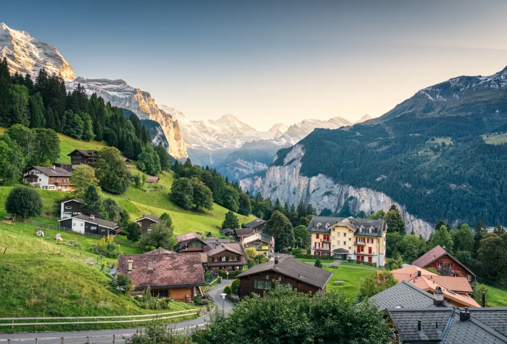 Wengen village above the Lauterbrunnen valley.