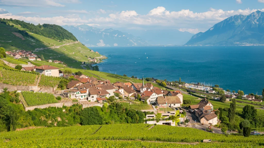 Bourg-en-Lavaux on Lake Geneva, Switzerland.