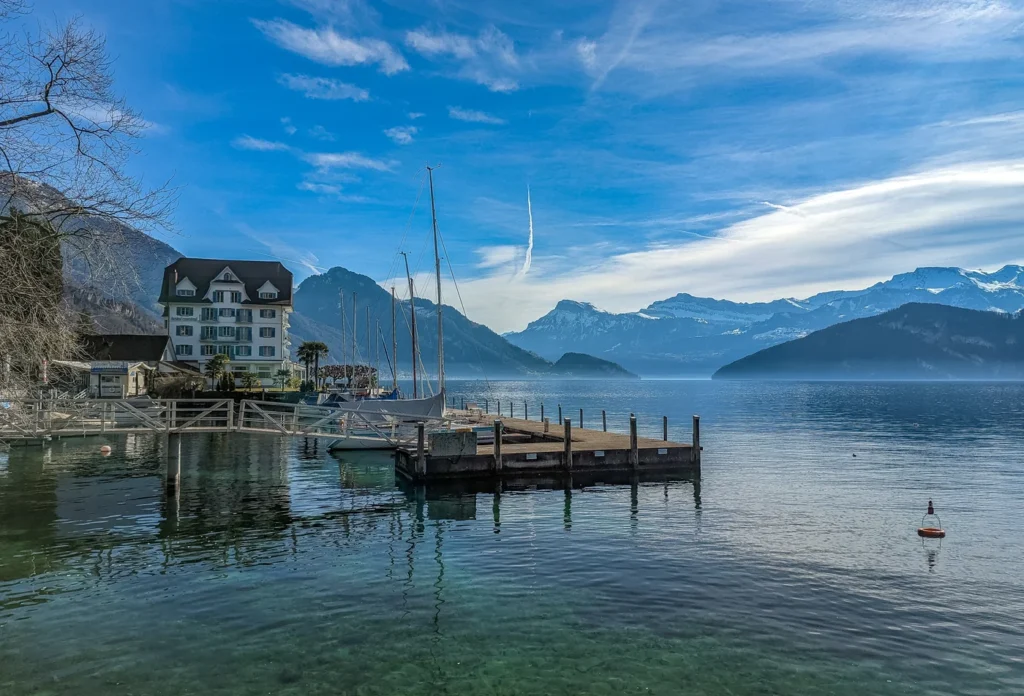 Weggis waterfront on Lake Lucerne.