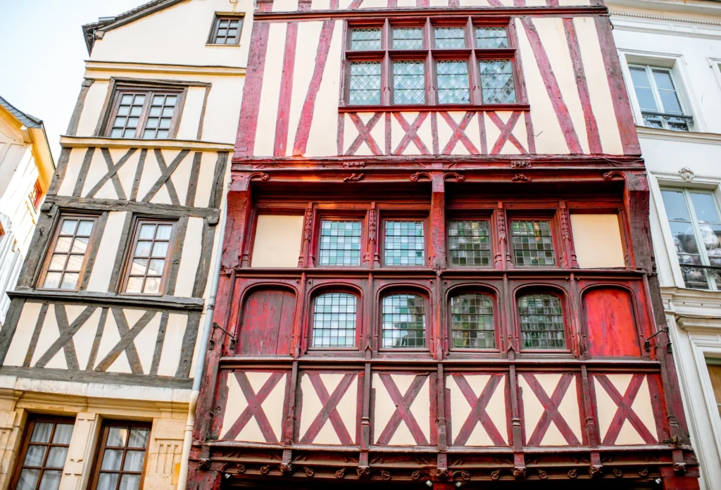 Historic houses in Rouen, France.