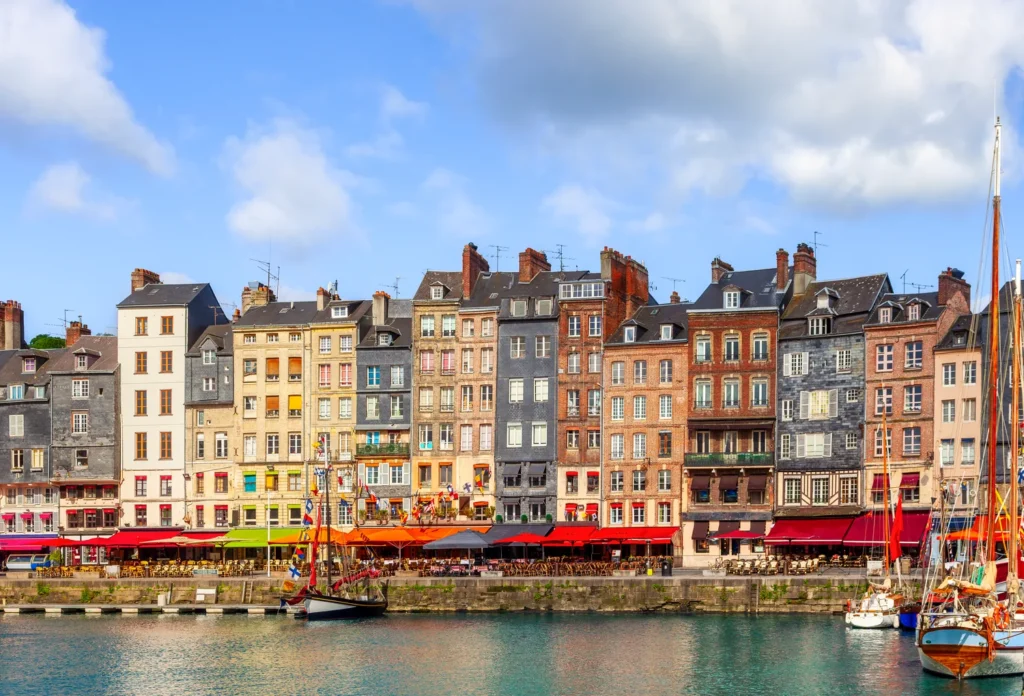 Honfleur’s historic harbor and slate-fronted houses.