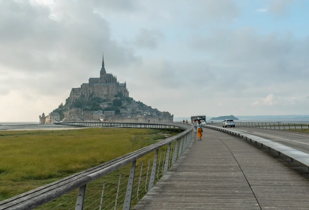 The approach to Mont-Saint-Michel, Normandy.