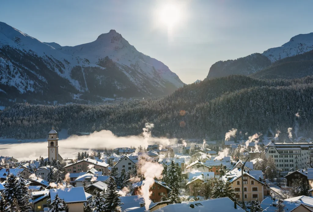 Celerina village in the Upper Engadin, providing regional architectural context; Museum Engiadinais and its interiors are not shown.
