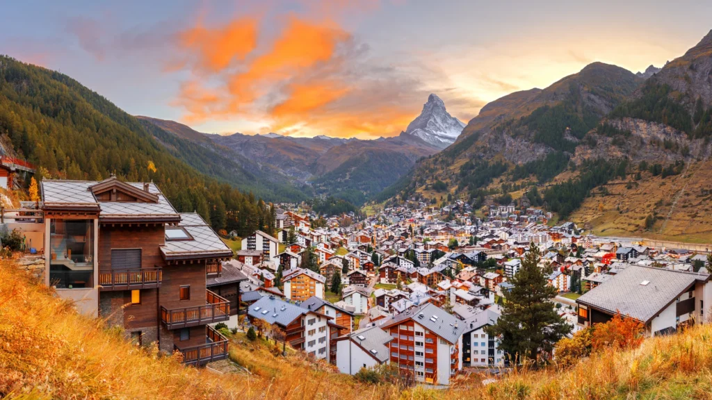 Zermatt village with the Matterhorn.