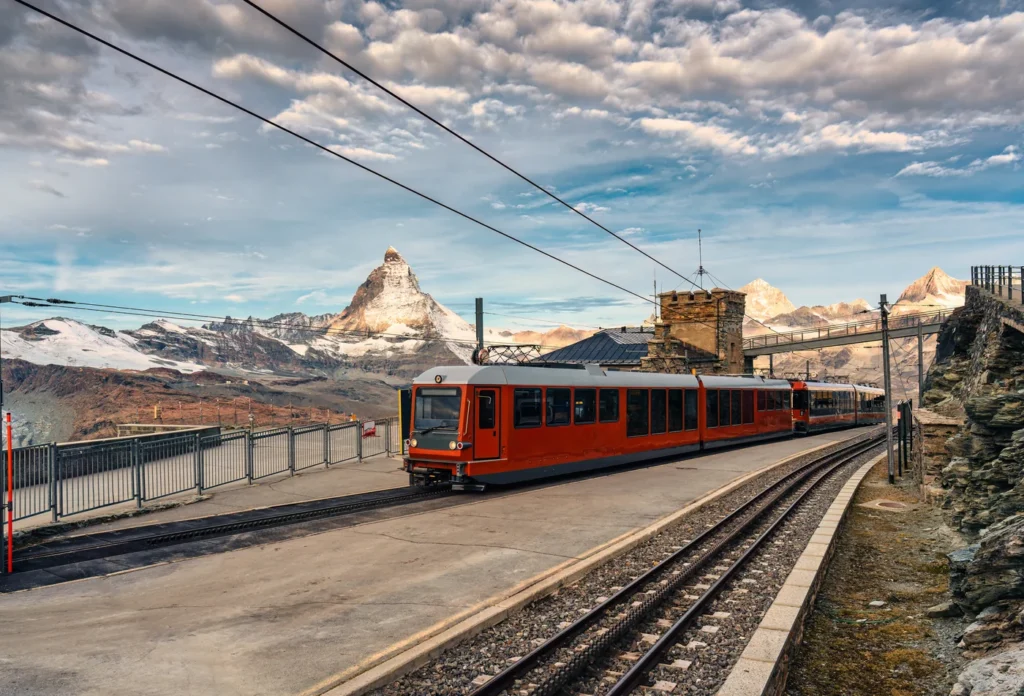 The Gornergrat railway and Matterhorn.