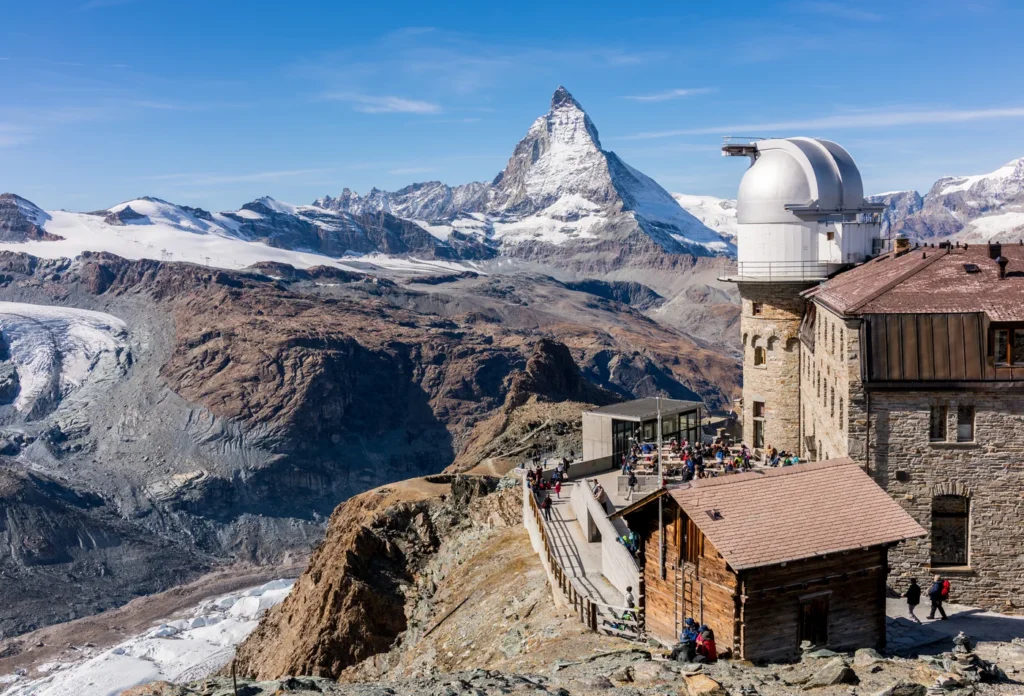 The Gornergrat station and mountain setting.