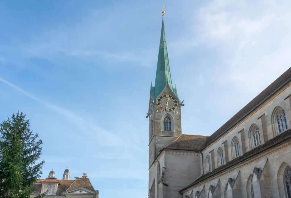 The tower of Fraumünster in Zürich.