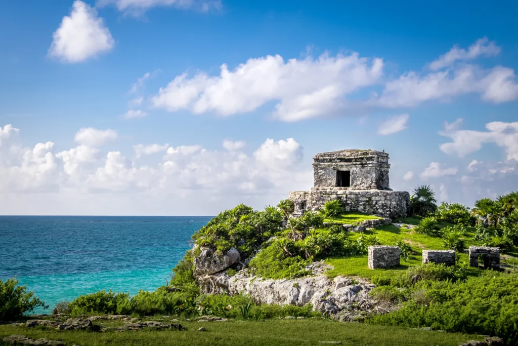 God of winds Temple and Caribbean sea - Mayan Ruins of Tulum, Mexico