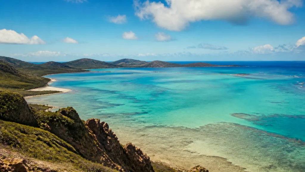 AI-generated editorial visualization of A named Saint Barthelemy coast outside Gustavia.