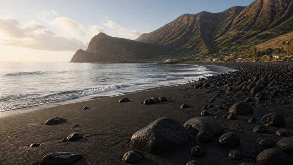 AI-generated editorial visualization of Base on Hiva Oa for archaeology and living art.