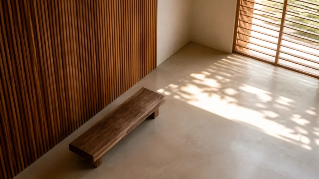 AI-generated editorial visualization of an anonymous empty public cultural-room context in Montego Bay; no practitioner, performance, archive, artwork or cultural object is depicted.