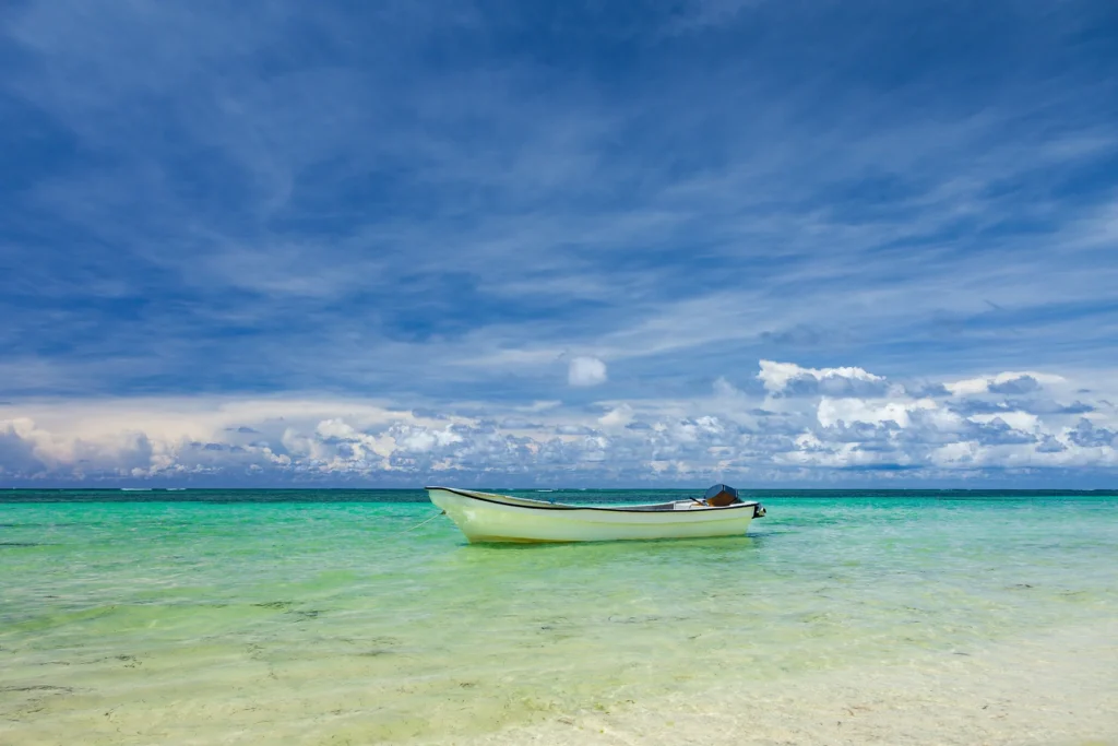Boat in Caribbean sea