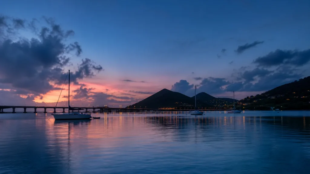 AI-generated editorial visualization of Base in Simpson Bay for marina life.