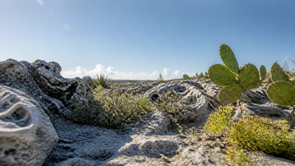 AI-generated editorial visualization of Observe rock iguanas without feeding or handling.