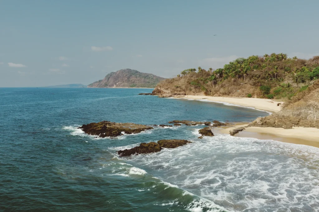 Seascape View of Tropical Beach with Blue Ocean