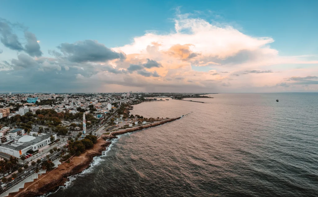 Aerial shot of Malecon de Santo Domingo in Dominican Republic