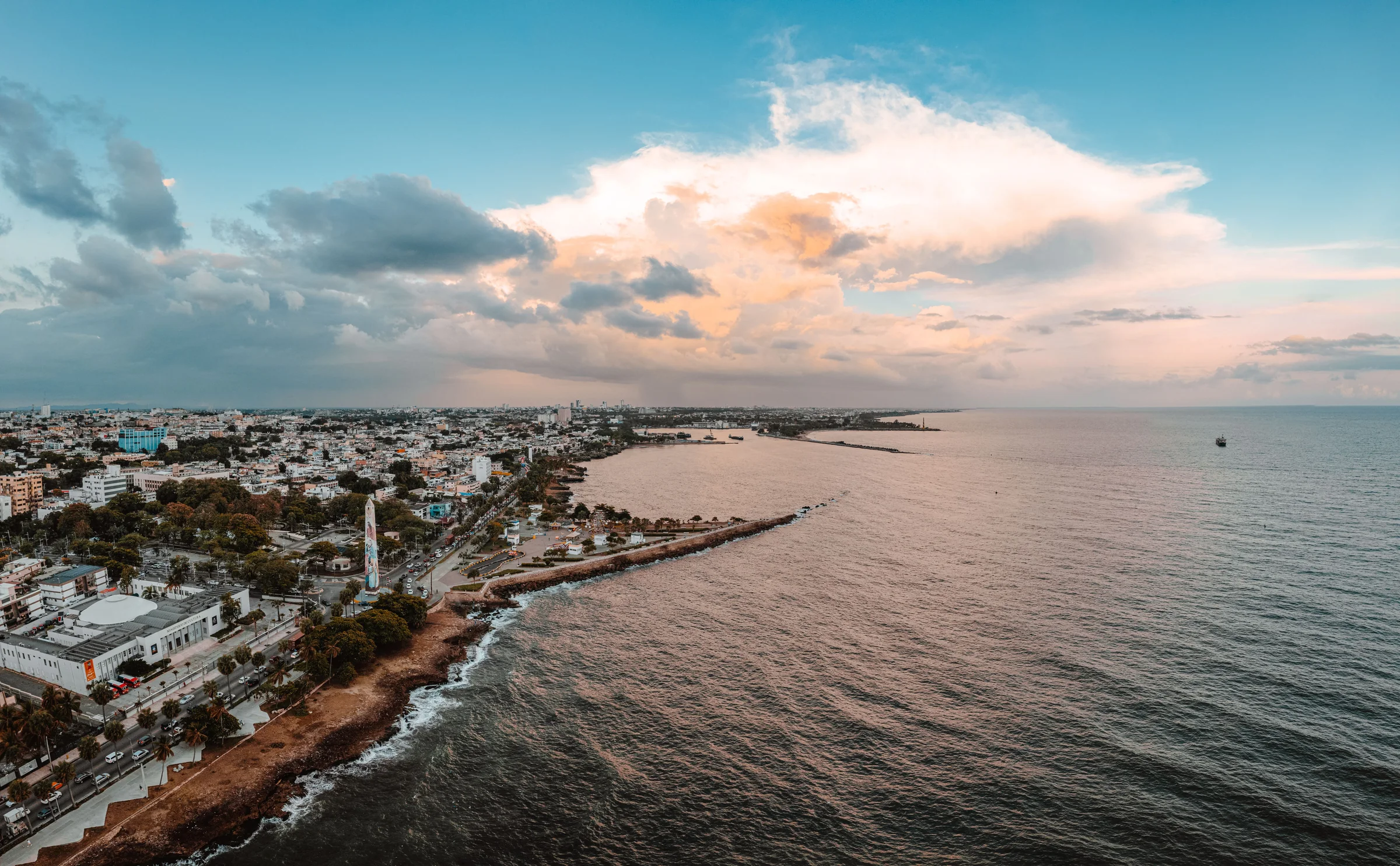 Aerial shot of Malecon de Santo Domingo in Dominican Republic