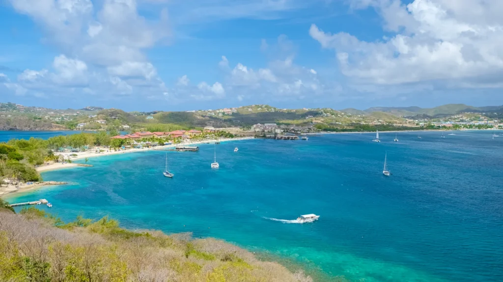panoramic view from Pingeon Island Saint Lucia or St Lucia Caribbean pigeon island