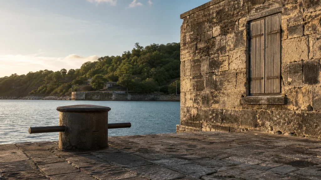 AI-generated editorial visualization of Nelson's Dockyard, English Harbour.