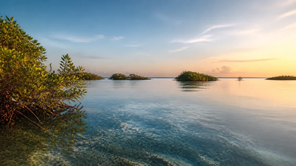 AI-generated editorial visualization of Frigate Bird Sanctuary, Barbuda.