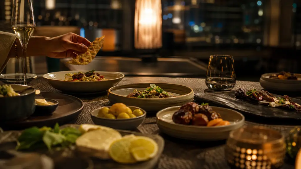 Refined contemporary dining table with Gulf culinary details in Dubai