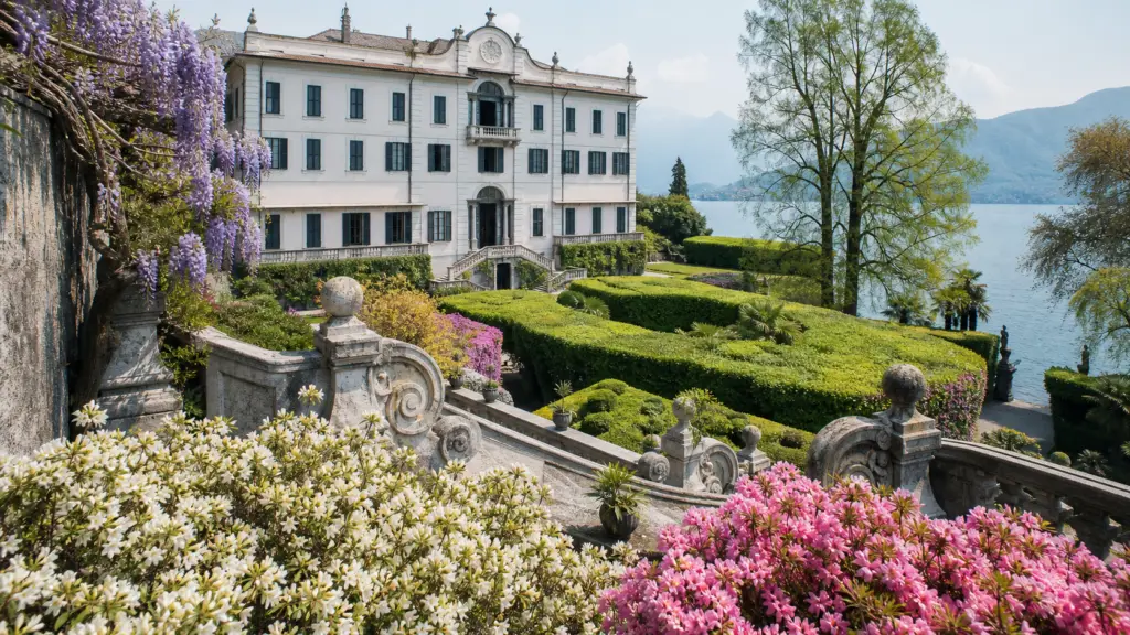 Formal garden terraces at Villa Carlotta on Lake Como