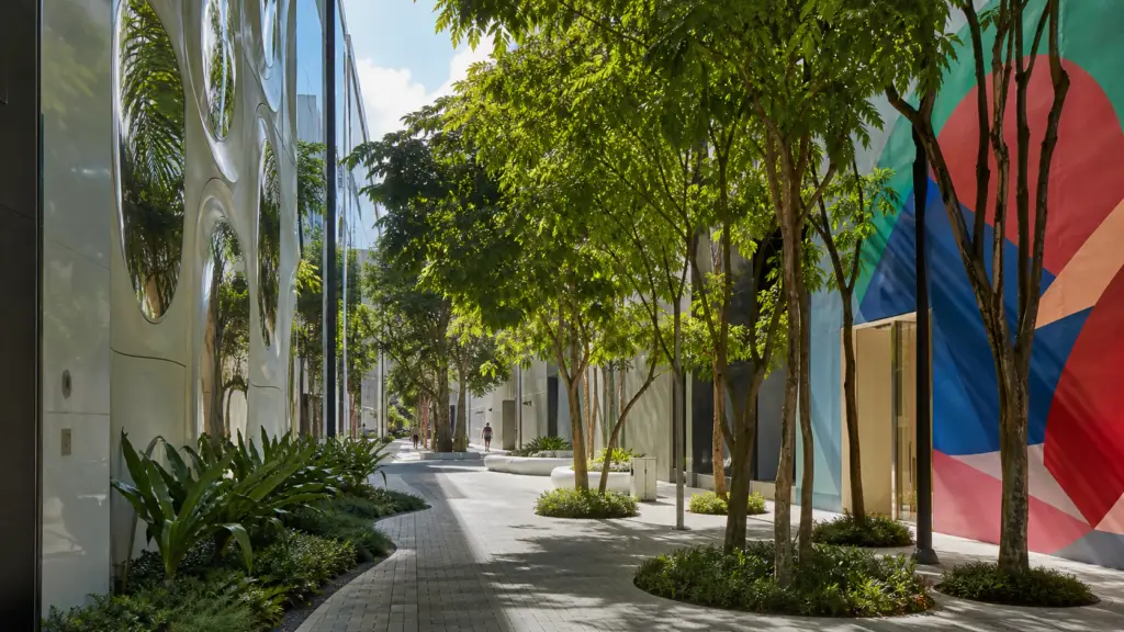 Contemporary facades and tropical public space in Miami Design District