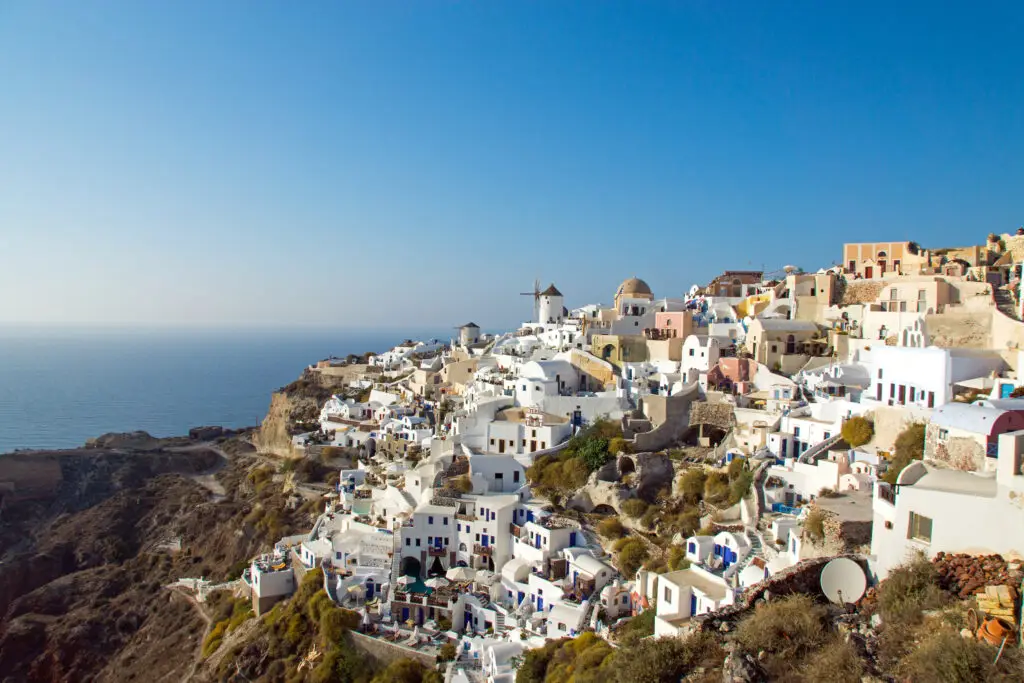 Whitewashed Oia above the Santorini caldera