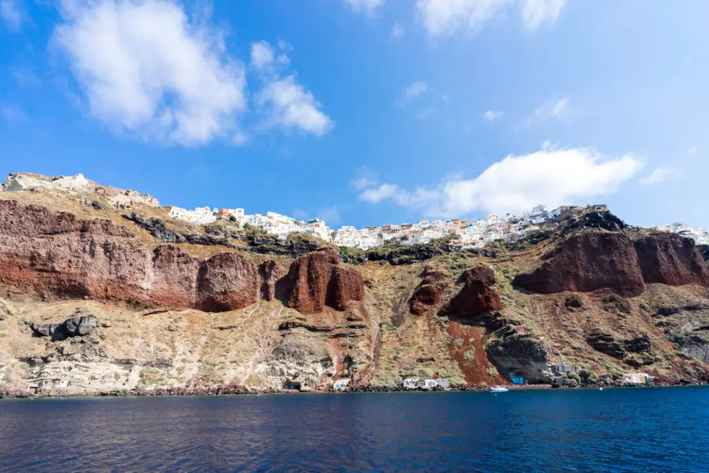 Sailing vessel on the Santorini caldera